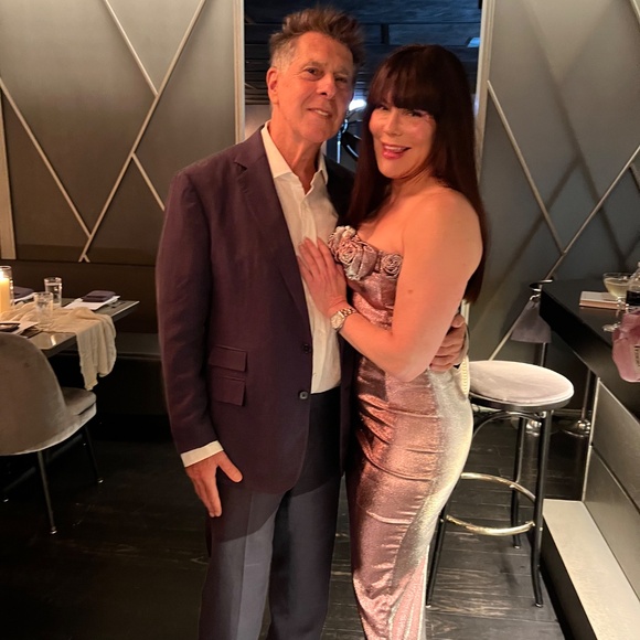 AREA NYC LAME ROSETTE MIDI DRESS - Picture 7 of 8